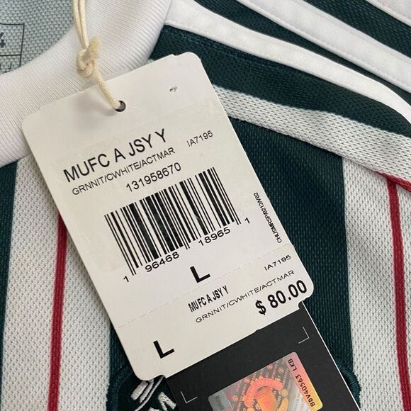Adidas Manchester United Away Green/White Youth 23/24 Jersey IA7195 size L New - Picture 10 of 10